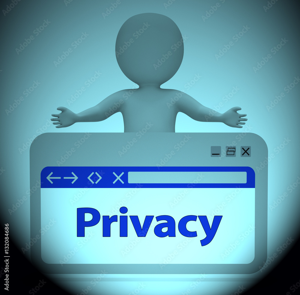 Poster privacy webpage meaning secrecy restricted 3d rendering