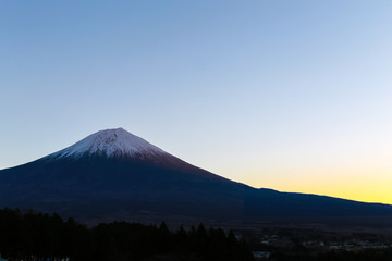 Mt.Fuji and the first sunrise.I shot it early in the morning.Shot in Fujinomiya City, Shizuoka Prefecture, Japan.