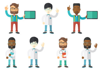 Obraz premium Vector set of doctor characters and patients.