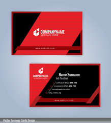 Black and Red modern business card template, vertical, Illustration Vector 10