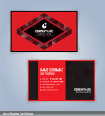 Black and Red modern business card template, vertical, Illustration Vector 10