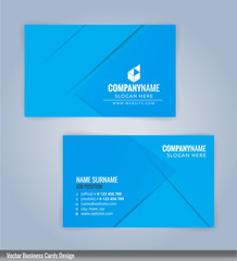 Blue and white modern business card template, vertical, Illustration Vector 10