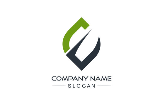 Logo Letter E Leaf