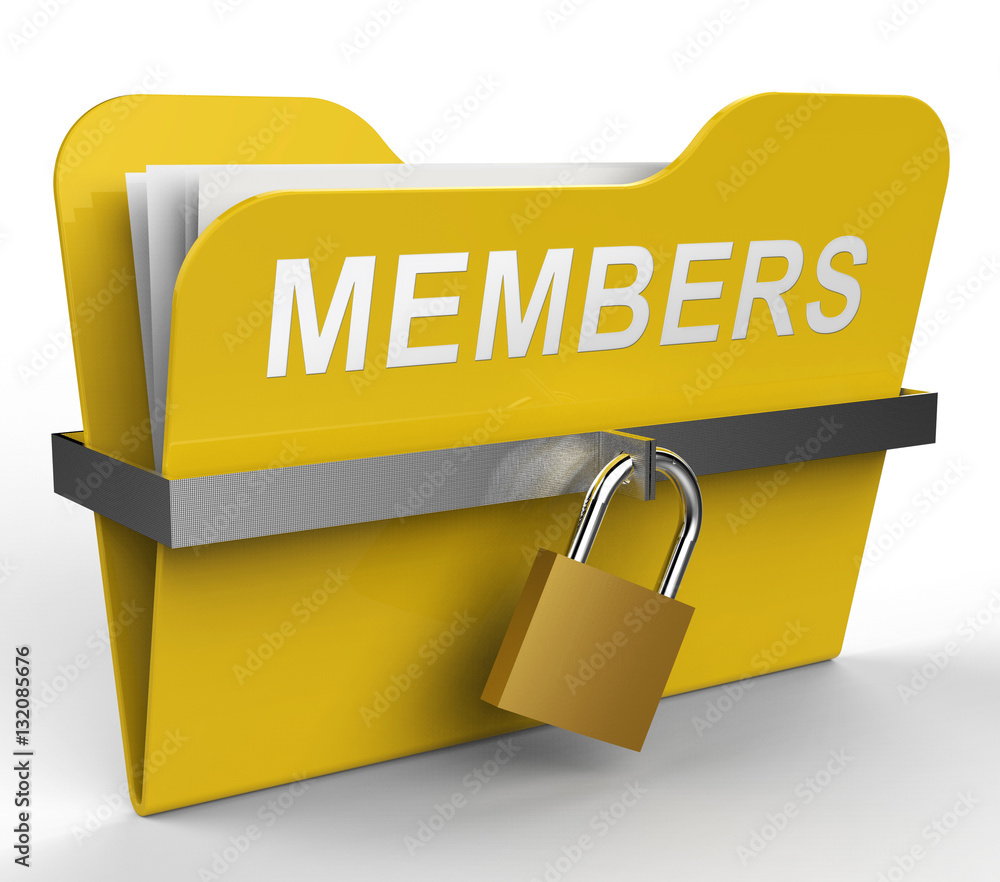 Aufkleber members folder represents join up 3d rendering