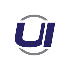 initial letter logo with circle blue grey color