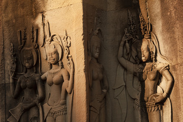 Devata carvings in Angkor Wat