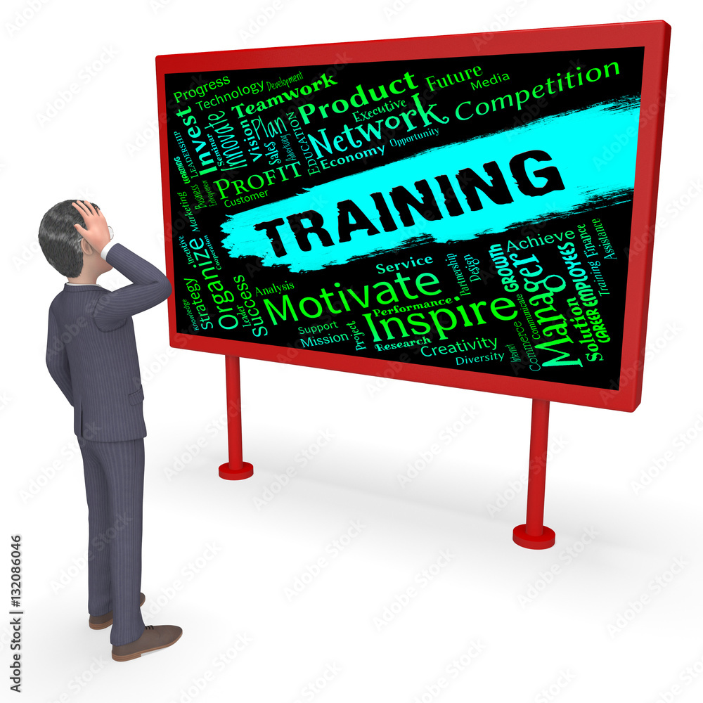 Poster training words indicates webinar lessons 3d rendering