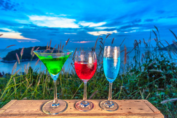 gathering with some drinks
on hilltop in front of wind turbine view point near Phomthep cape viewpoint from wind turbine view point can see the island 