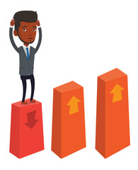 Bankrupt on chart going down vector illustration.