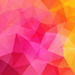 Abstract mosaic background. Triangle geometric background. Design elements. Vector illustration. Pink, yellow, orange colors.