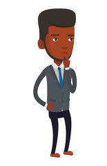 Young businessman thinking vector illustration.