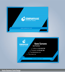 Blue and Black modern business card template, vertical, Illustration Vector 10