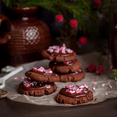 Chocolate Christmas Cookies with Crushed Candy Cane