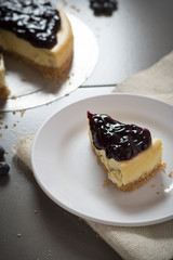piece of freshness delicious blueberry cheese cake on plate