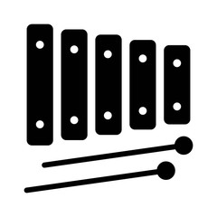 Xylophone musical instrument with mallets flat icon for music apps and websites