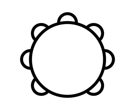 Tambourine musical instrument with drumhead line art icon for music apps and websites