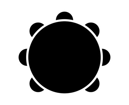 Tambourine musical instrument with drumhead flat icon for music apps and websites