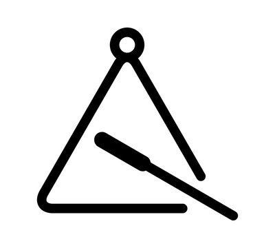 Triangle musical instrument with beater flat icon for music apps and websites