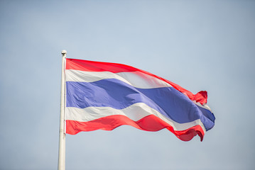 Flag of THAILAND with blue sky