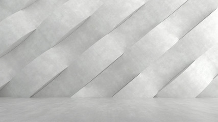 Concrete floor with abstract waves pattern background. 3D rendering.
