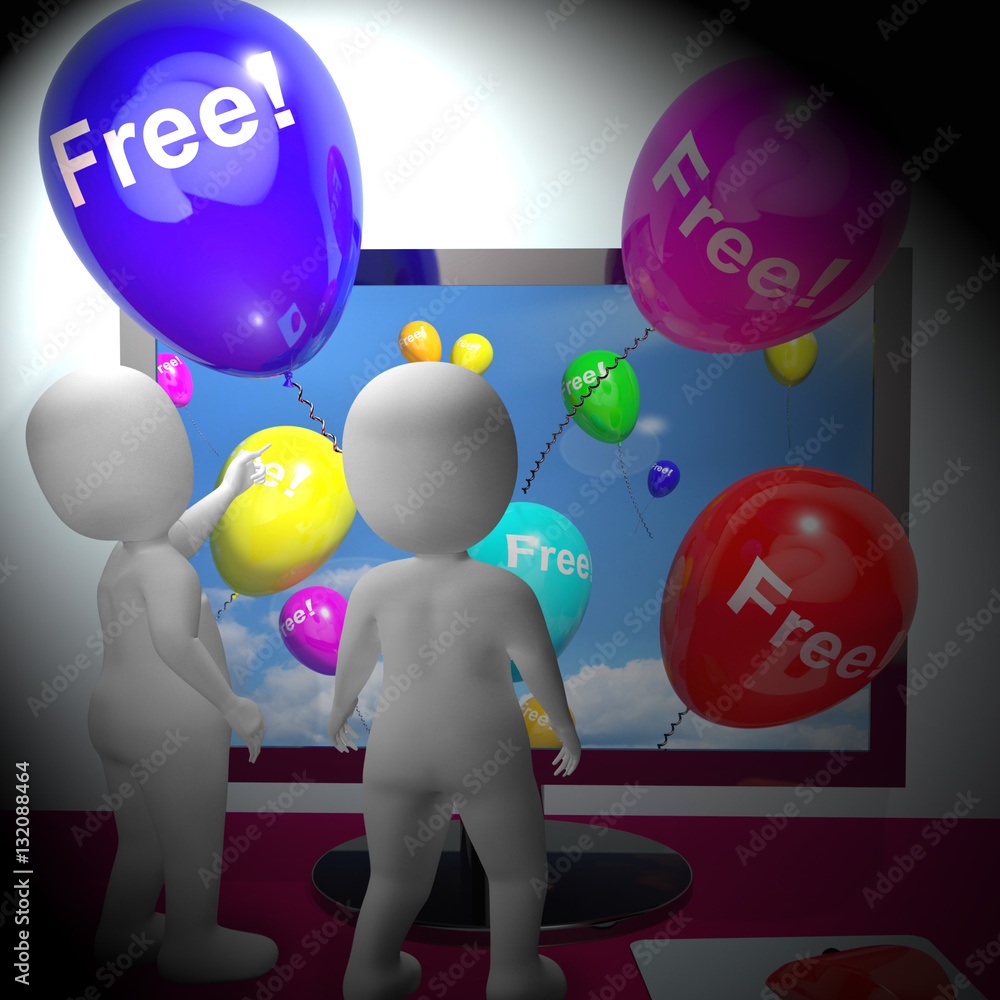 Poster balloons with free showing freebies 3d rendering