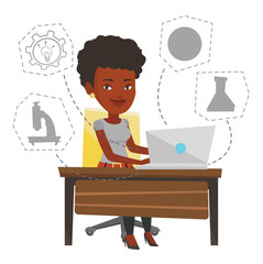 Student using laptop for education.