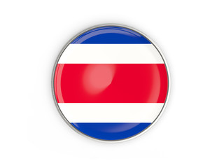 Fototapeta premium Flag of costa rica, round icon with metal frame