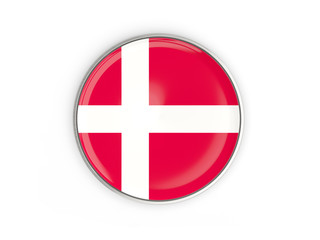 Obraz premium Flag of denmark, round icon with metal frame
