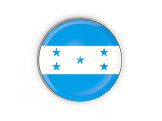 Flag of honduras, round icon with metal frame