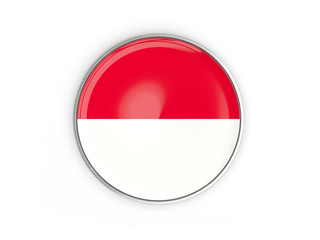 Flag of indonesia, round icon with metal frame