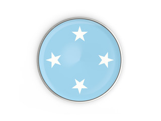 Flag of micronesia, round icon with metal frame