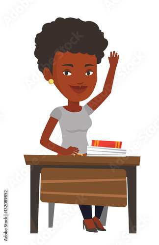 "Student raising hand in class for an answer." Stockfotos und