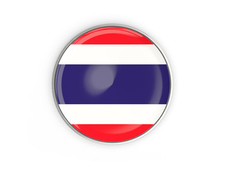 Flag of thailand, round icon with metal frame
