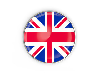Flag of united kingdom, round icon with metal frame