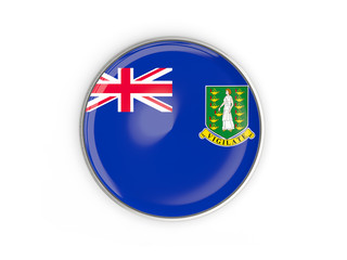 Flag of virgin islands british, round icon with metal frame