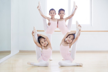 Little girls practicing ballet