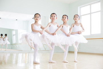 Little girls practicing ballet