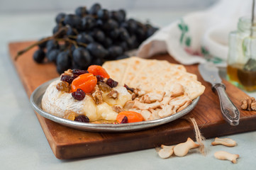 Dried Fruit, Walnut and Honey Baked Brie