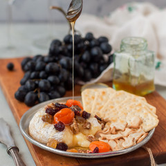 Dried Fruit, Walnut and Honey Baked Brie