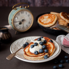 Pancakes with Mascarpone and Blueberries