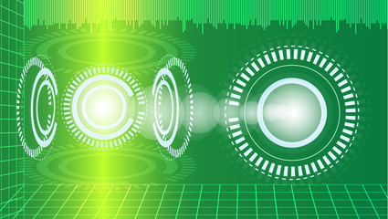 Abstract digital technology green background.