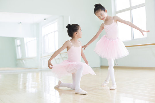 Little girls practicing ballet