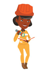 Miner checking documents vector illustration.