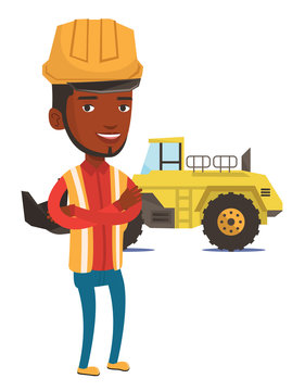 Adult confident miner vector illustration.