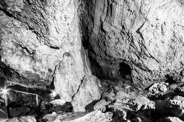 Scene from Ialomita cave, near Padina plateau, Bucegi, Romania
