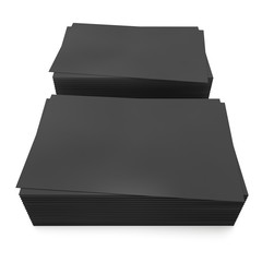Stack of black business cards. 3d render isolated on white background. Name cards as a presentation for promotion of corporate identity