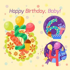 Happy birthday badges vector icons.