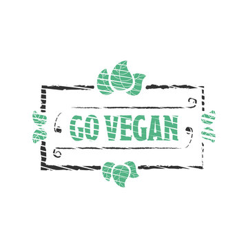 Go vegan Organic food engraved icon