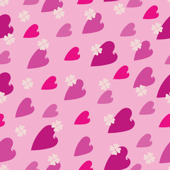 Heart pattern on the pink background. Seamless pattern. Vector Image. Design for tissue, napkins, wrapping paper, festive background for the site.