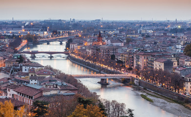 Fototapeta na wymiar Sunset view of Verona city. Italy